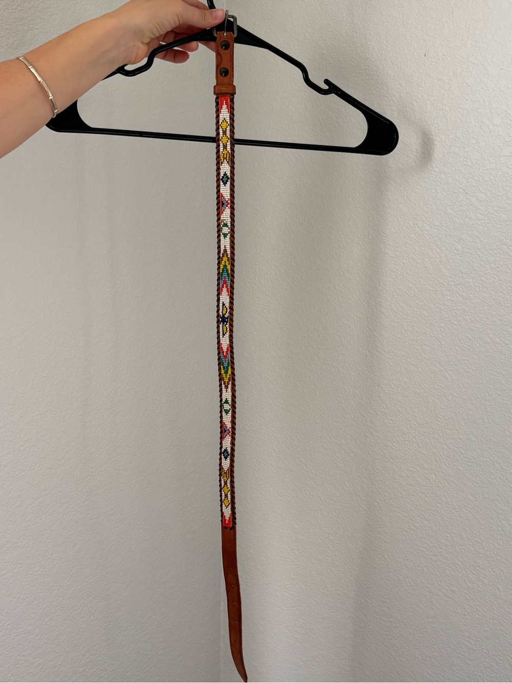 Beaded Leather Women's Belt - Multicolor
